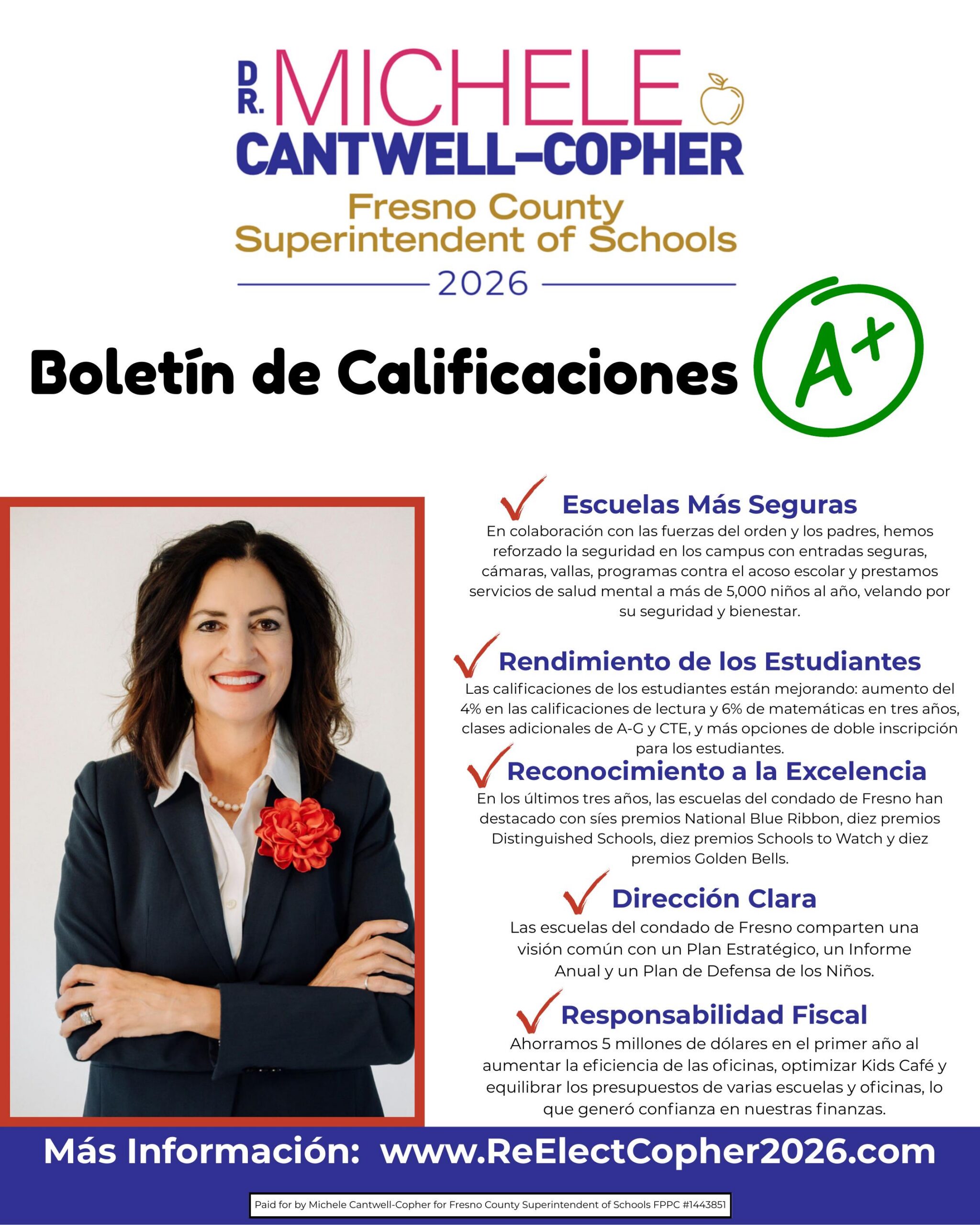 Michele Cantwell-Copher A+ Flyer - Español